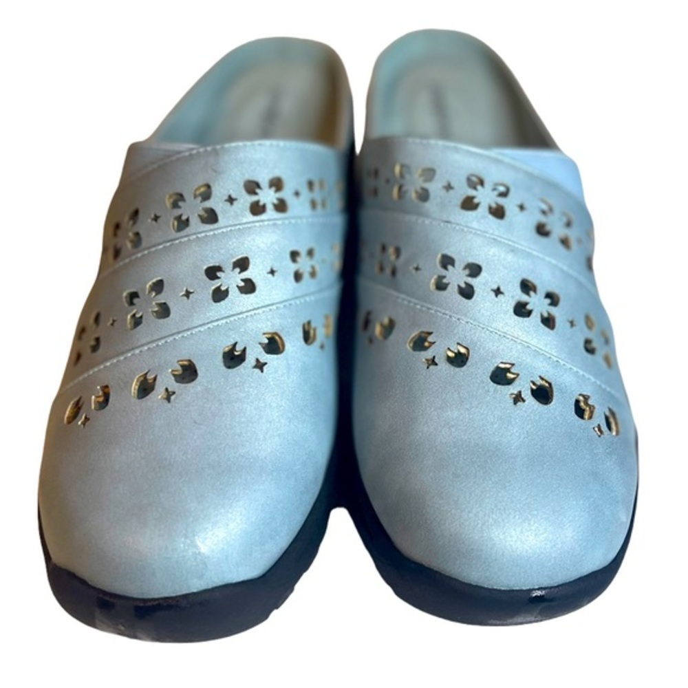 Comfort View Lenox Mule Aqua Open Cutwork Shoes Size 9 M NW0T